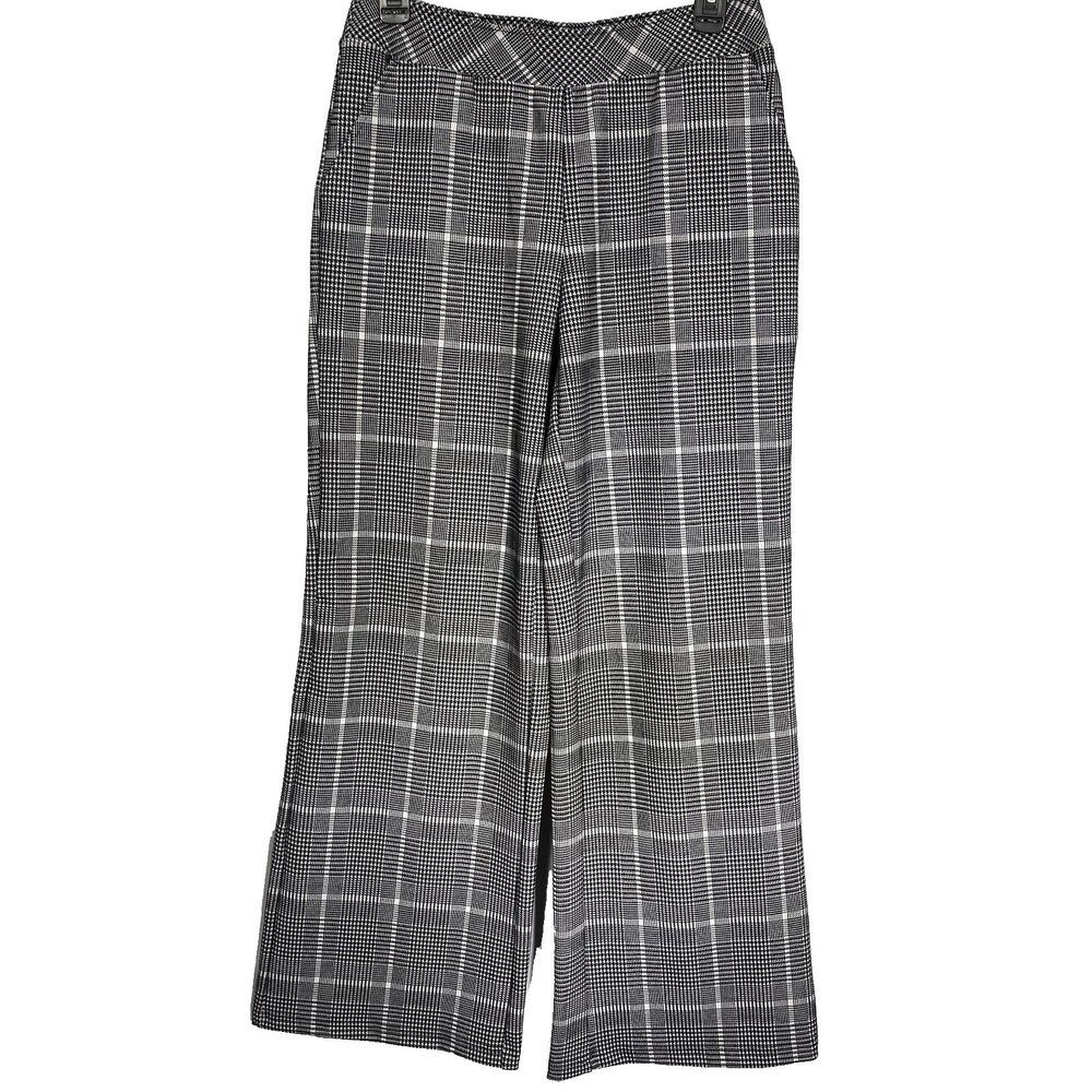 SERRA Plaid Pants Wide Leg Stretch Goth Grunge Punk Skater Women S Black White